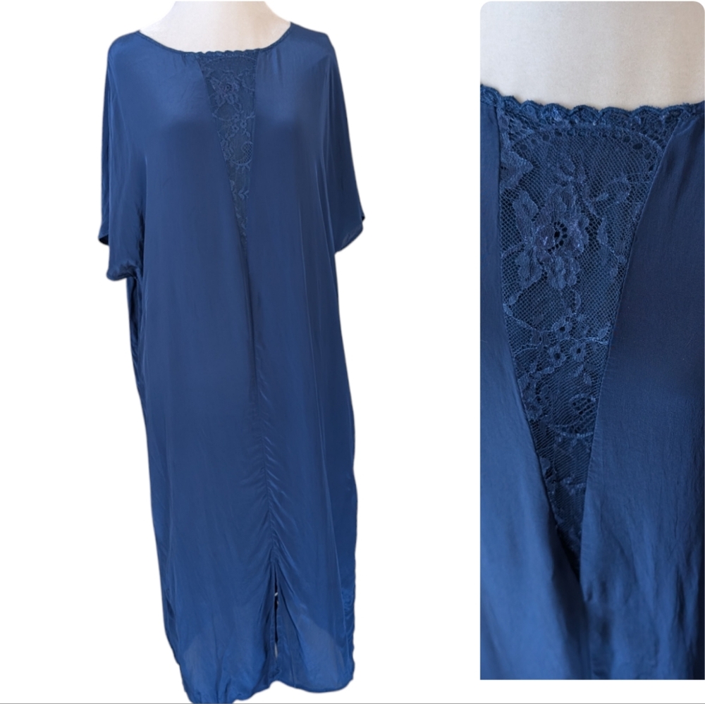 Sundance Catalog Intimates Slip Dress Large Silky Lightweight Front Slit Gown